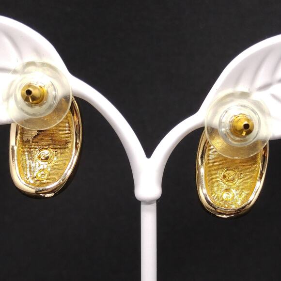 Vintage Savvy by Swarovski Gold Tone Earrings Clear Crystal 1980s on Card - Picture 4 of 10
